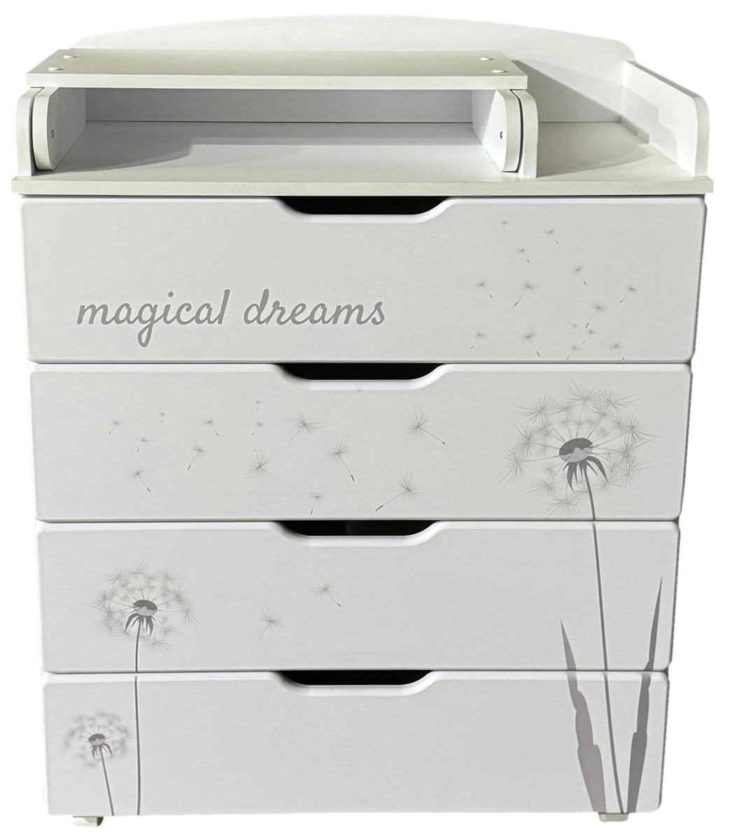 Пеленальный комод Кедр Алина (белый/Одуванчики)