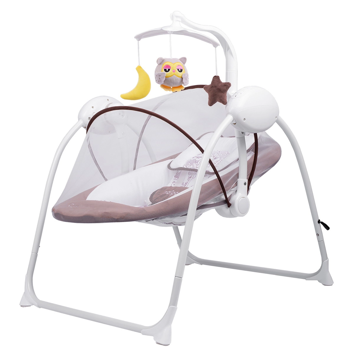 Электрокачели Indigo STAR (0-9 кг), с адаптером, п/у, 12 мел.,5 скоростей,москитка Коричневый q664kbq5sewkff77s0of9h5u4dgfo5ug