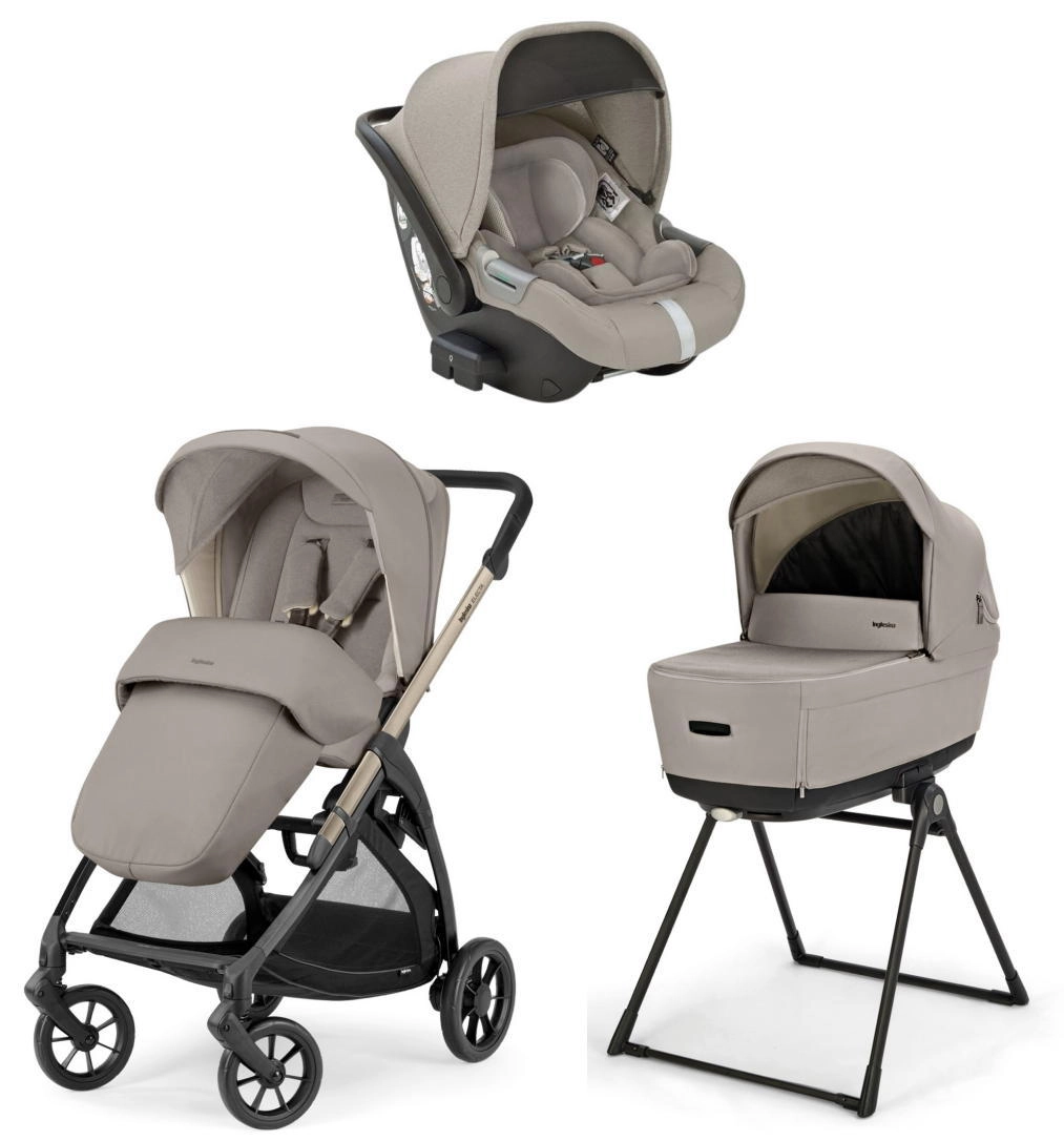 Коляска 3 в 1 Inglesina Electa 2025 (DRW i-Size) с подставкой под люльку Stand Up (Battery Beige)