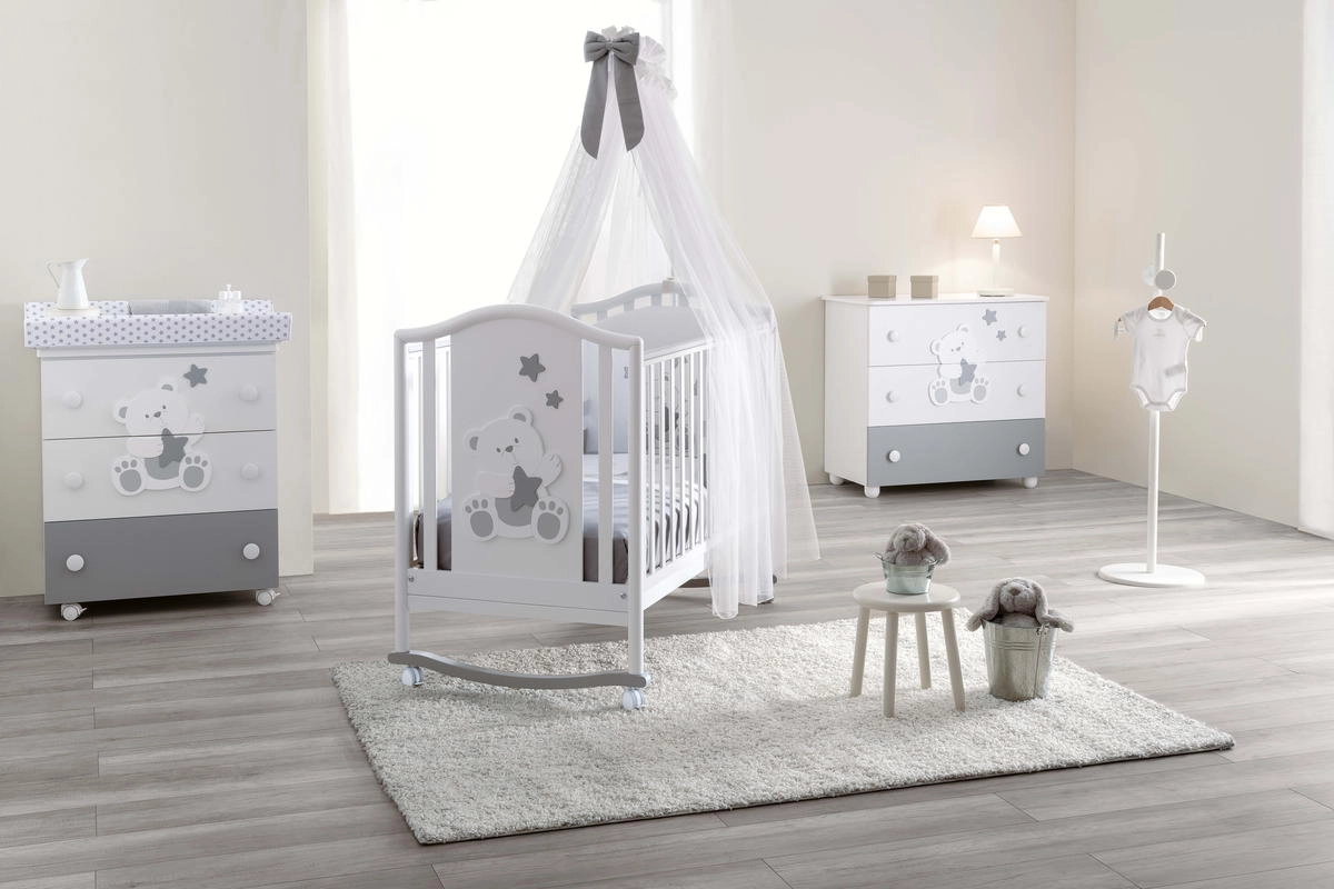 Детская кроватка Pali Orsetti 125*65 Белый/серый x3upfreritqd7xbuhek5t95f8gde87bz