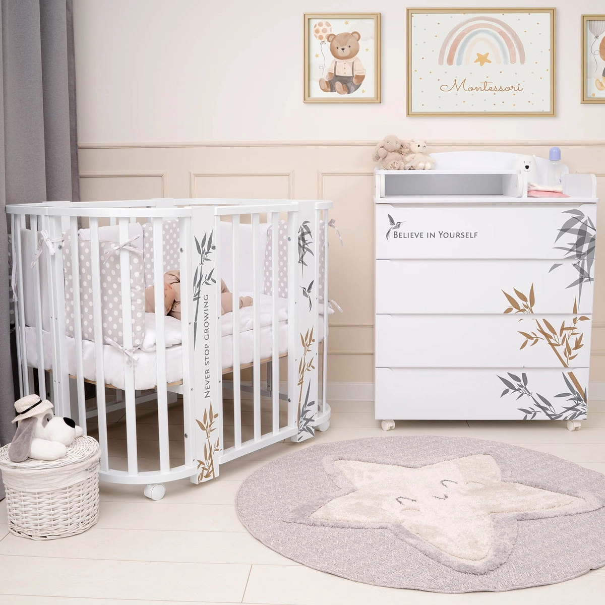 Комод Indigo Green Line с узким пеленальным столиком, ЛДСП, МДФ  Бамбук p9r1h95c9kq2trixxs0n7yvqvwx9onx4