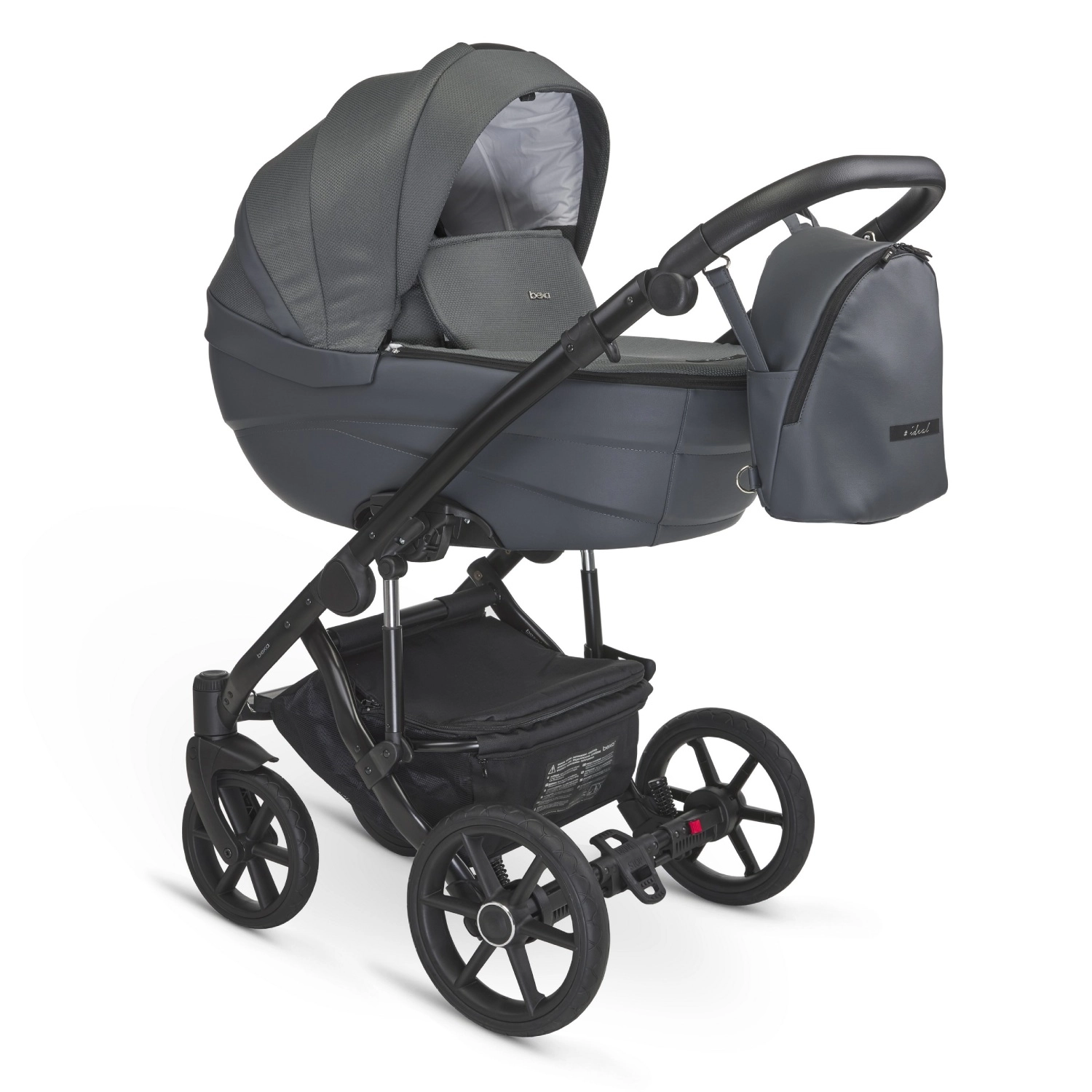 Коляска 2в1 BEXA IDEAL т.серый+т.серая кожа 108133142-kolyaska-2v1-bexa-ideal-tseriitseraya-kozha
