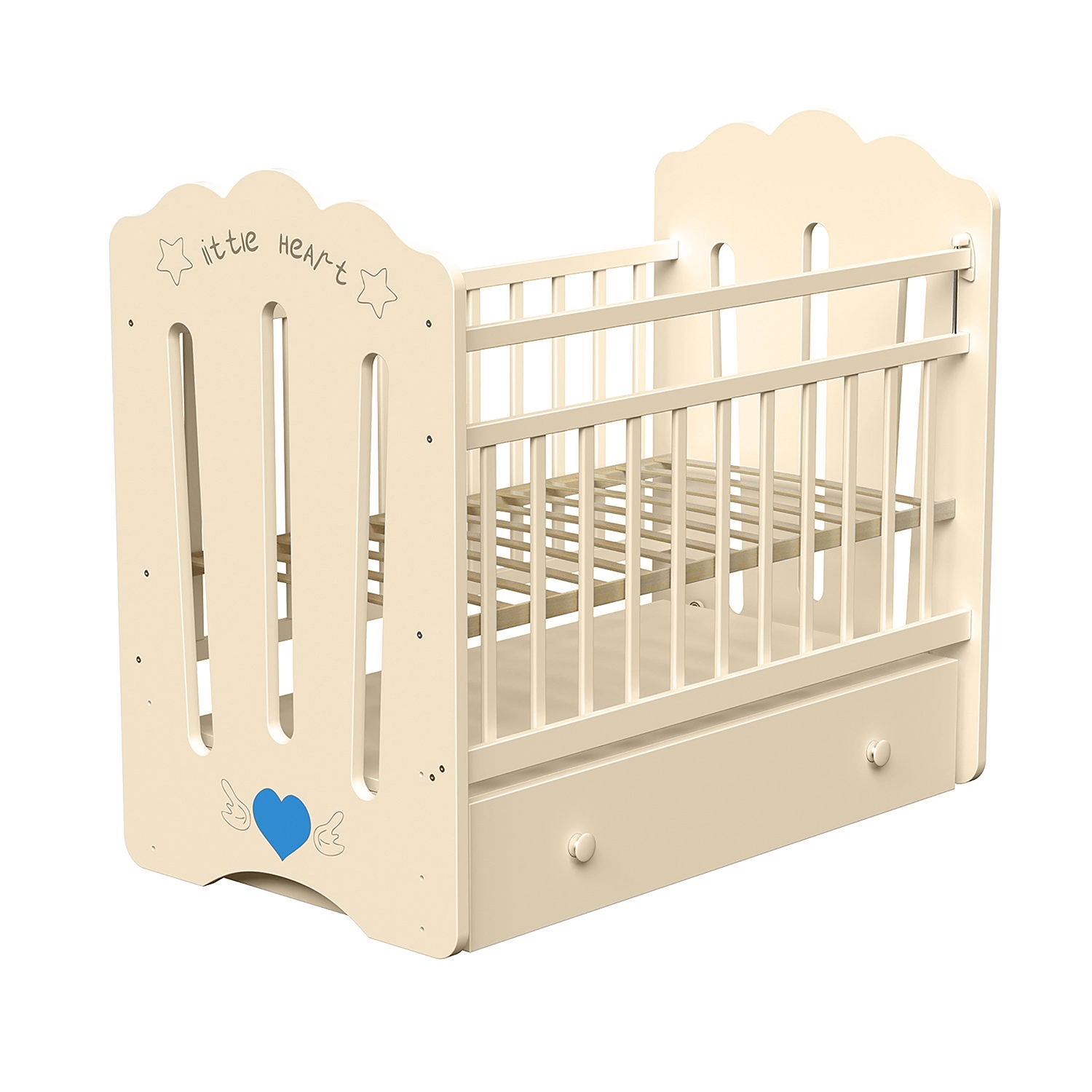 Детская кроватка ВДК Little Heart (маятник) слоновая кость 108133740-detskaya-krovatka-vdk-little-heart-mayatnik-slonovaya-kost