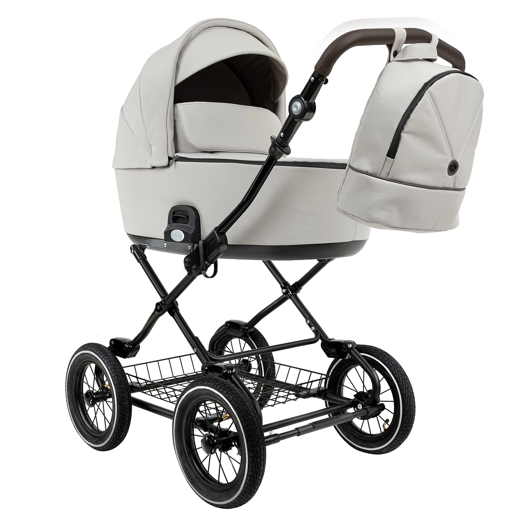 Коляска для новорожденных Roan Bass Next Classic, d12 (Marzipan/Black/руч.Cappuccino)