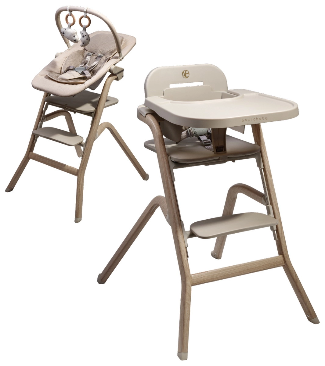 Стульчик для кормления 3 в 1 Amarobaby Winnie (Молочный)