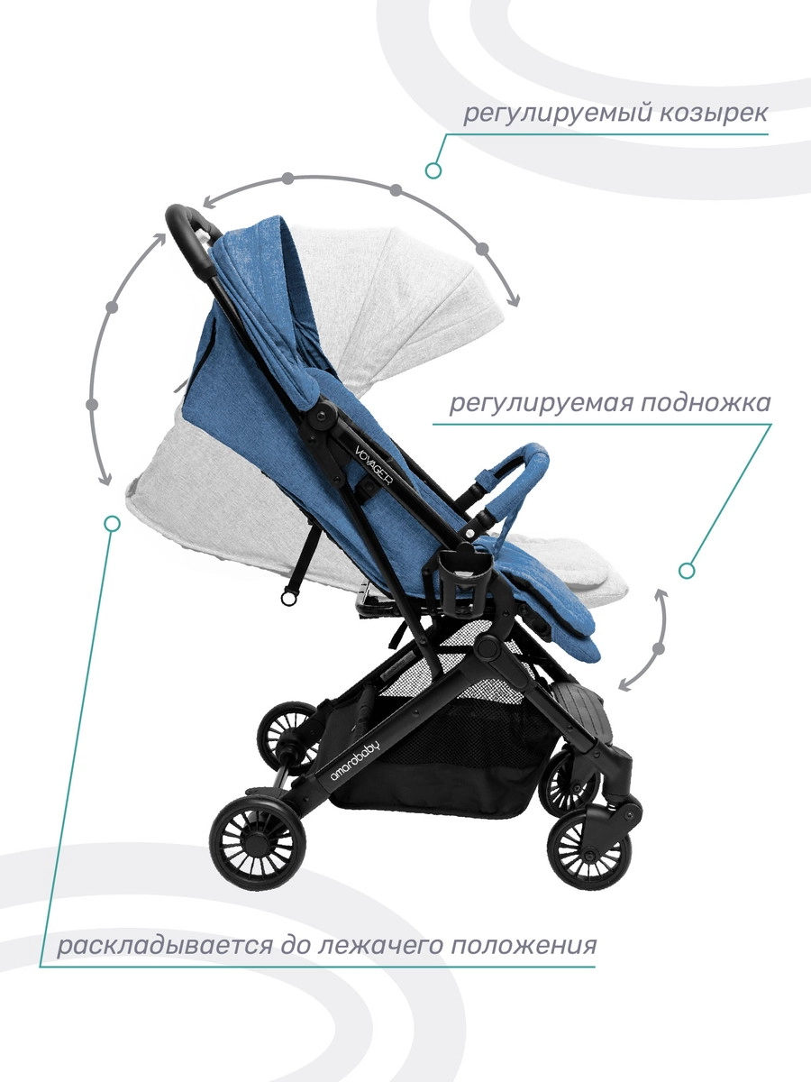 Прогулочная коляска Amarobaby Voyager Синий f3gu8dgbmt10ma9h9f8z9w2o106c32uu
