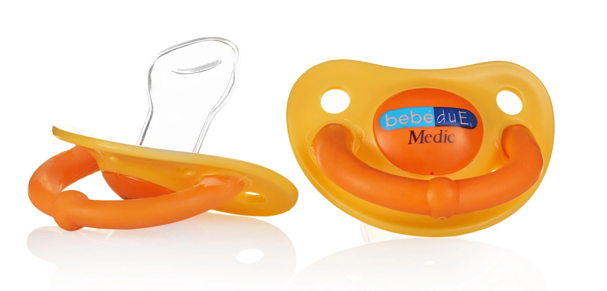 Пустышка силиконовая ортодонтическая Bebe Due MEDIC, 2 шт. 6+ желтый-оранжевый 108101162-pustishka-silikonovaya-ortodonticheskaya-bebe-due-medic-2-sht