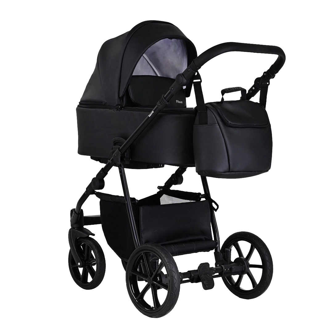 Коляска 2 в 1 Pituso Tossa Кожа (Black)