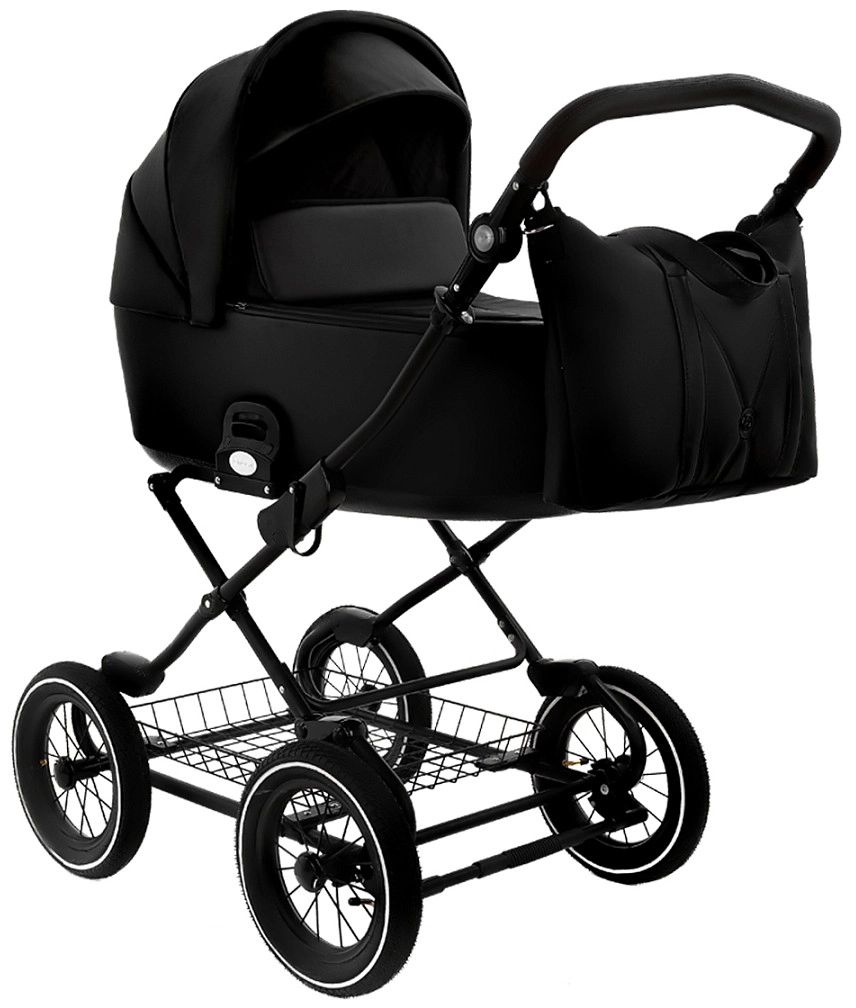 Коляска 2 в 1 Roan Bass Next Classic, d12 (Кожа Black/d12/руч.Черный)