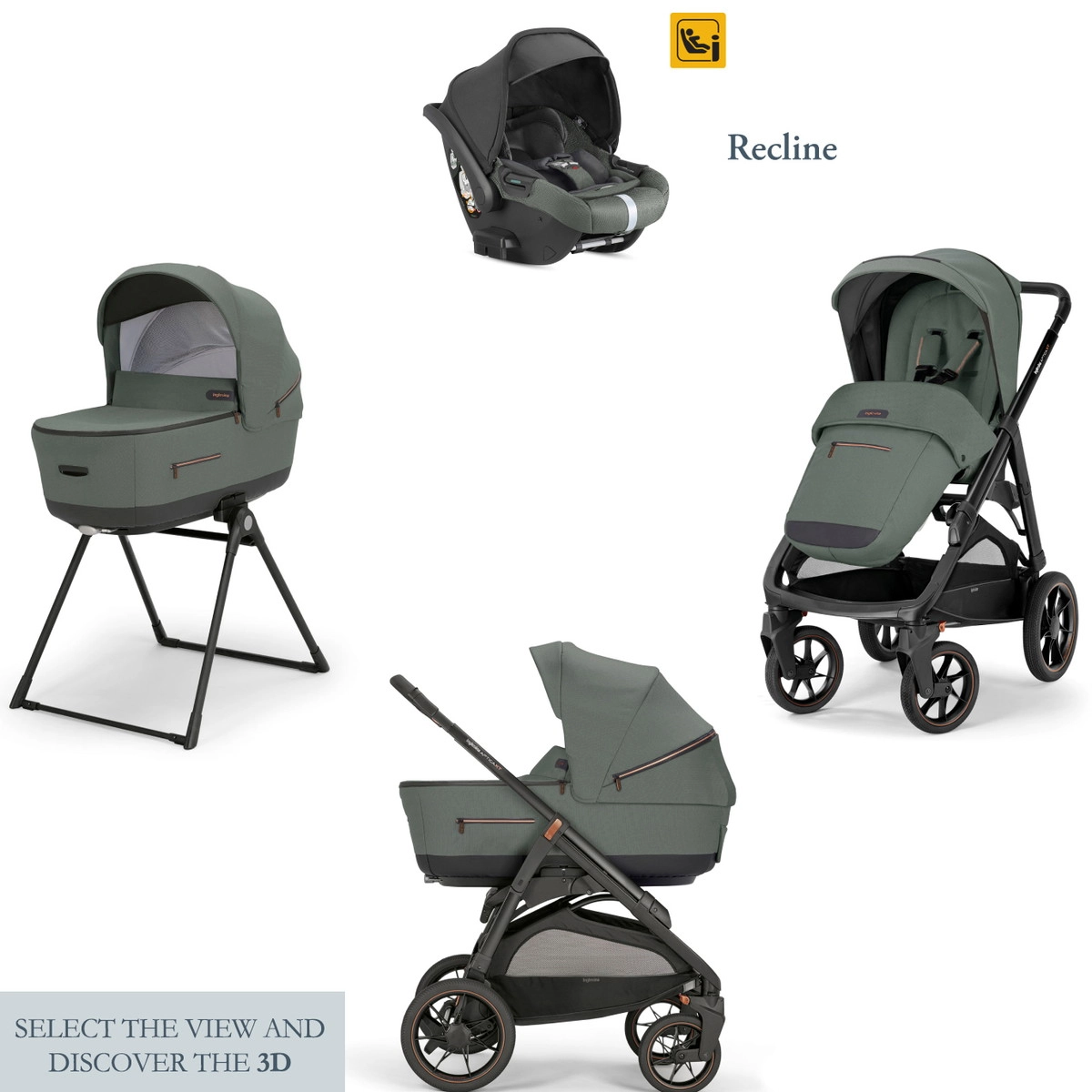 Коляска 3 в 1 Inglesina Aptica XT (DRW I-Size) с подставкой под люльку Stand Up (Taiga Green)