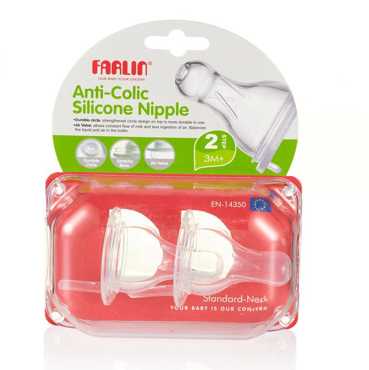 Эластичные силиноконовые соски Farlin на стандартное горлышко, 2 шт. Средний поток 108101115-ielastichnie-silinokonovie-soski-farlin-na-standartnoe-go
