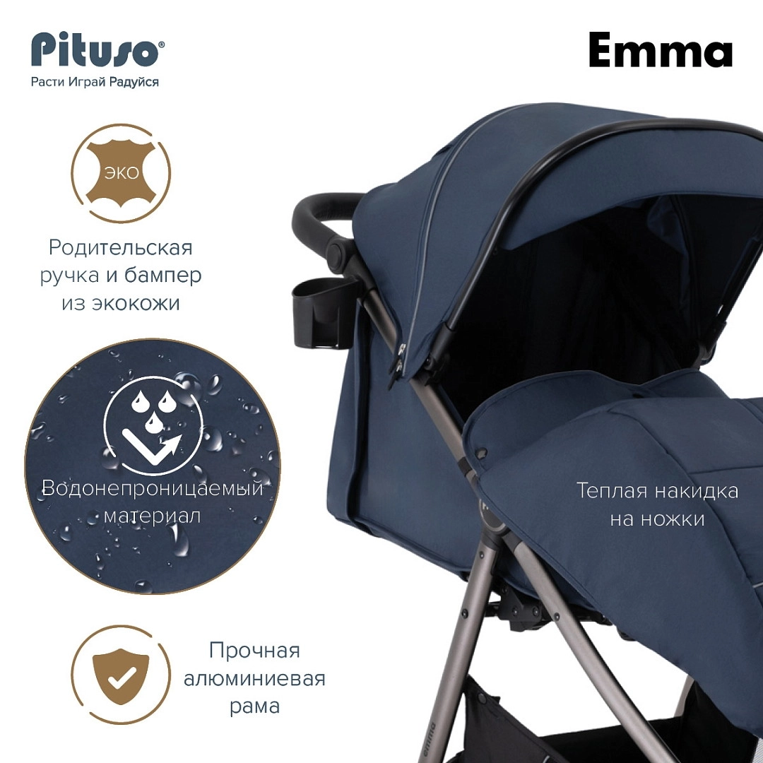 Прогулочная коляска Pituso Emma Navy Blue/Темно-Синий fmwhpwu4oe12dkhfyc37oy9twfy9tnse
