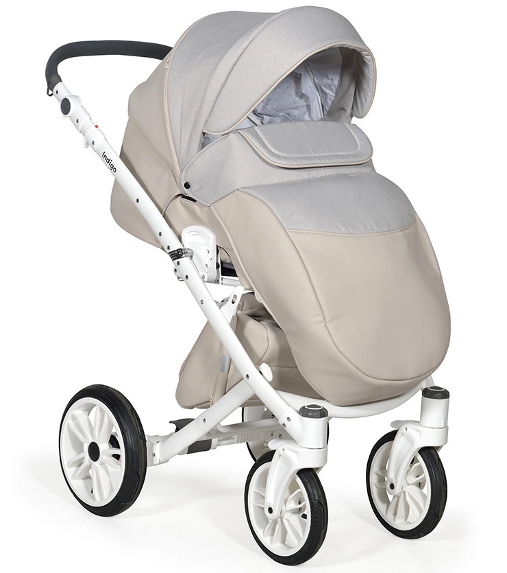 Коляска 2 в 1 Indigo PORTO  бежевая кожа+бежевый лен wrw8ktzb7zw4hiajeh49c5jngx36ktfl