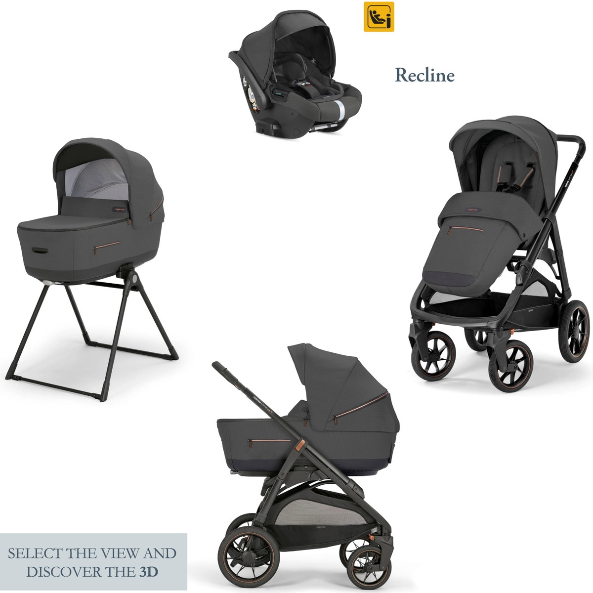 Коляска 3 в 1 Inglesina Aptica XT (DRW I-Size) с подставкой под люльку Stand Up (Magnet Grey)