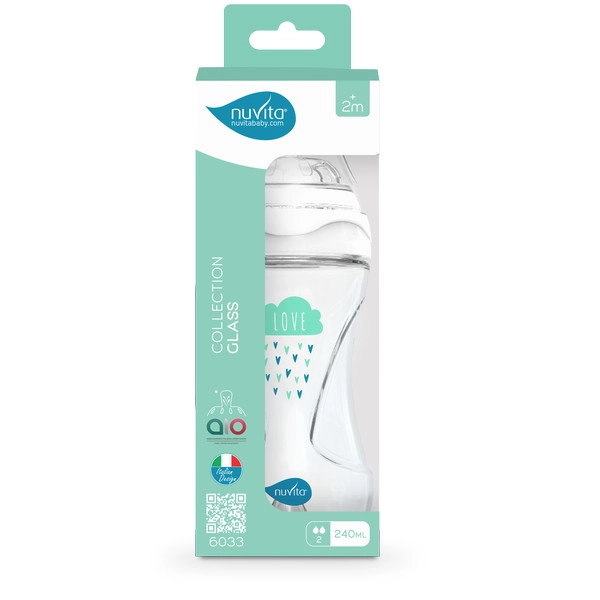 Антиколиковая бутылочка Nuvita 6033 Glass Collection 240мл, стекло белый/зеленый zsjepxf0ycauax0q2yuc2c7khtt035so