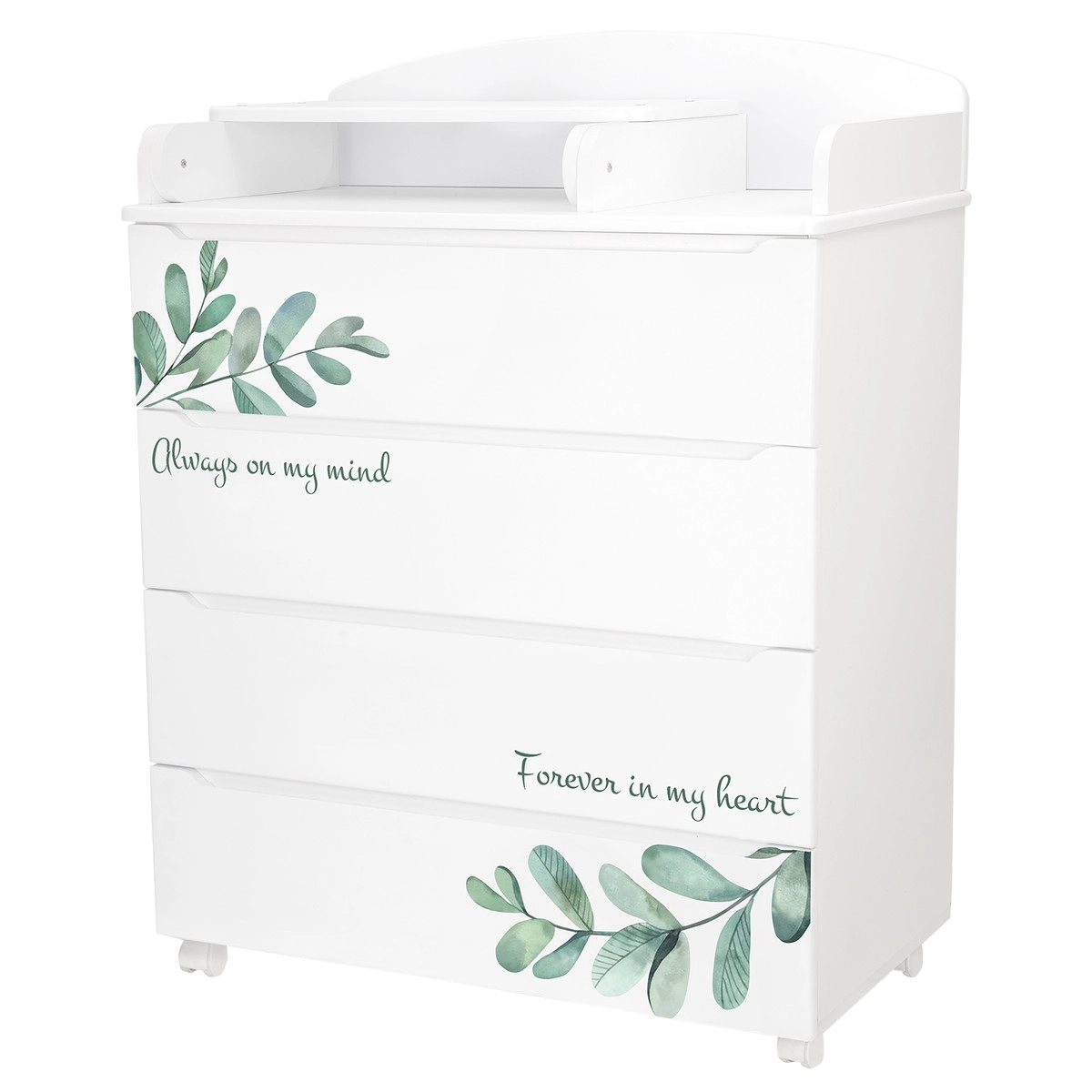 Комод Indigo Green Line с узким пеленальным столиком, ЛДСП, МДФ  Листочки 0tuya13gpvi51pj4s7k6bxrz28lnzi0a