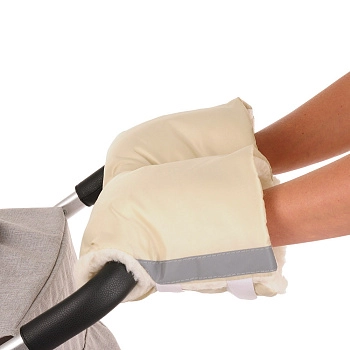 Муфта-варежки Bambola на липучках шерстяной мех,плащевка (Бежевые)