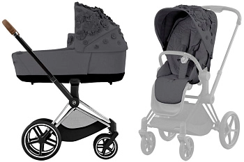 Коляска 2 в 1 Cybex Priam IV (шасси Chrome Brown) (Simply Flowers Dream Grey)