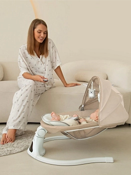 Электронные качели детские Amarobaby Funny swing (Бежевый)