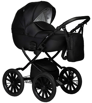 Коляска 2 в 1 Indigo MIO ECO Plus 14"  (01 (черная кожа))
