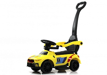 Детский толокар RiverToys F003FF-P с родительской ручкой (желтый)
