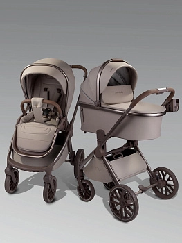 Коляска 2 в 1 Amarobaby Motus Premium Ecco Exclusive (Экокожа) (мокко)