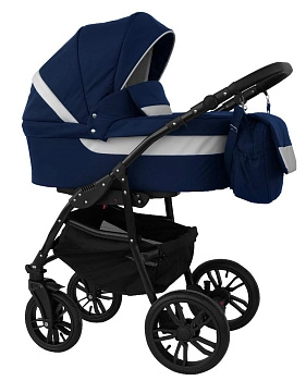 Коляска 2в1 Alis ALVARO (т.синий+белая кожа)