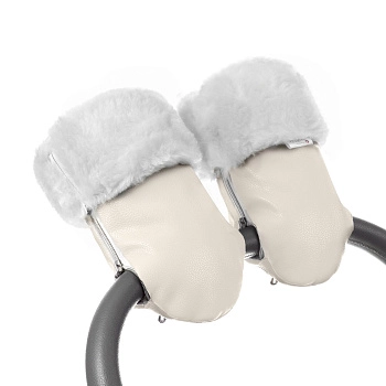 Муфта-рукавички для коляски Esspero Double White Leatherette (Натуральная шерсть) (Beige)