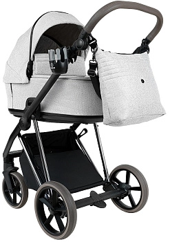 Коляска 2 в 1 Roan Sol Vintage Luxury Кожа (Pixel/Light/Nickel/руч.Cappuccino)