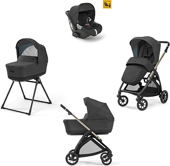 Коляска 3 в 1 Inglesina Electa 2024 (DRW i-Size) с подставкой под люльку Stand Up (Ipper Black)