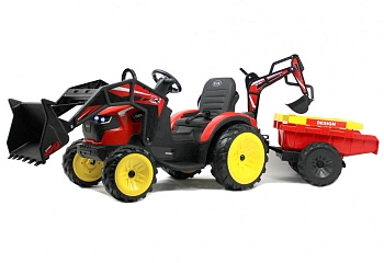 Детский электромобиль RiverToys экскаватор-погрузчик A777MP (RED красный)