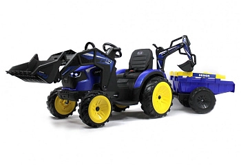 Детский электромобиль RiverToys экскаватор-погрузчик A777MP (BLUE синий)