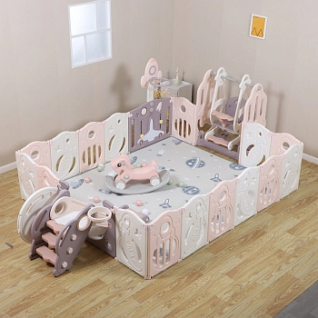 Манеж UNIX Kids SUPREME Space 200x240 (Rose с качелями)
