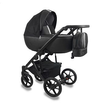 Коляска 2в1 BEXA AIR  (черная кожа+серебряный)