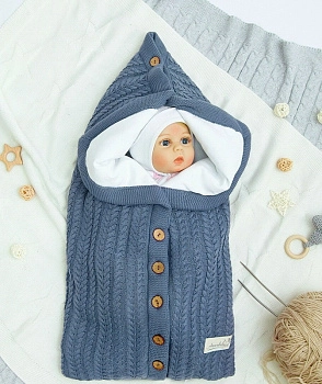 Конверт на выписку AmaroBaby Pure Love Snap вязаный утепленный 75 см (джинс)
