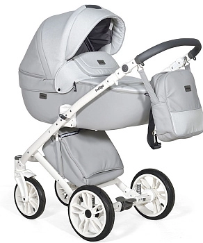 Коляска 2 в 1 Indigo PORTO  (св.серая кожа+св.серый лен)