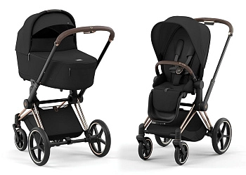 Коляска 2 в 1 Cybex Priam IV (шасси Rosegold) (Sepia Black)