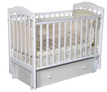 Детская кроватка Антел Алита-6 (маятник продольный с ящиком) 120x60 см (белый)