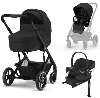 (не использовать)Коляска 3 в 1 Cybex Balios S Lux BLK и автокресло Aton B2Volcano Black с базой isof