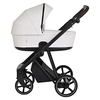 Коляска 3 в 1 Roan Sol Кожа (White/Black/руч.Тем.коричневый)