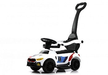 Детский толокар RiverToys F003FF-P с родительской ручкой (белый)