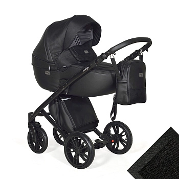 Коляска 2 в 1 Indigo PORTO  (черная кожа+черный узор)