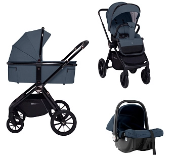 Детская коляска Sweet Baby Vento Black 3 в 1 (Blue)