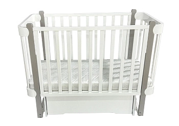 Детская кроватка Антел Солнышко 2 с ящиком (поперечный маятник) (белый/серый)