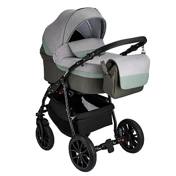 Коляска 2в1 Alis ALVARO (т.серый+св.серый+шалфей кожа)
