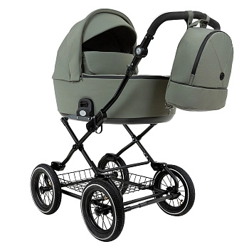 Коляска для новорожденных Roan Bass Next Classic, d12 (Sage Green/Black/руч.Black)