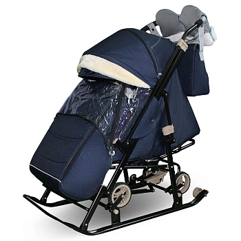 Санки- коляска Galaxy Glory (темно-синий лен)