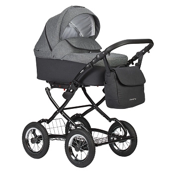 Коляска 2 в 1 Indigo CHARLOTTE Sity Classic 12" (черный+т.серый)