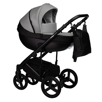Коляска 2 в 1 Indigo TOUR ECO  (черная кожа+серая кожа)