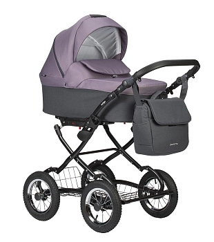 Коляска 2 в 1 Indigo CHARLOTTE Sity Classic 12" (т.серый+фиолетовый)
